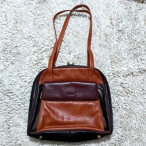 Opale brown & black leather shoulder bag